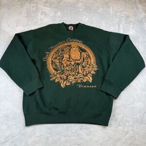Vintage Fruit of the Loom‎ Ozark Mountain Christmas Santa Sweatshirt Adult L USA